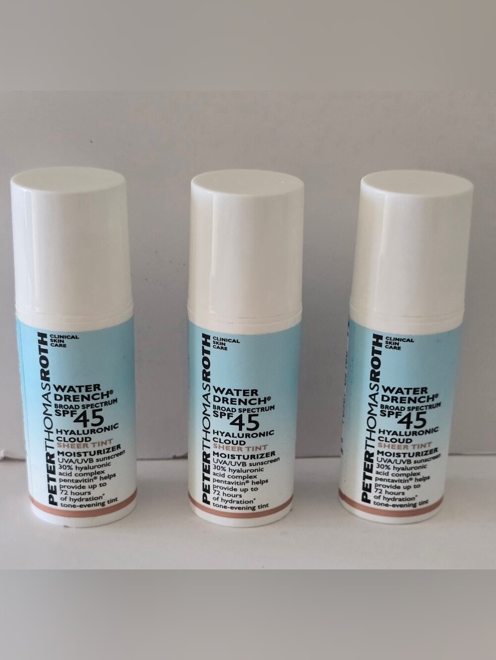 NEW Peter Thomas Roth Water Drench Hyaluronic Cloud Sheer Tint SPF 45 - 3 Travel